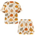 thumbnail image 3 of Autumn Harvest Maple Leaves Thanksgiving Pajamas Set Womens Loungewear Sleepwear 2 Piece PJ Sets, 3 of 7