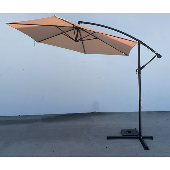 Rhino 10' Steel Cantilever Patio w/Crank & Base umbrella - Beige