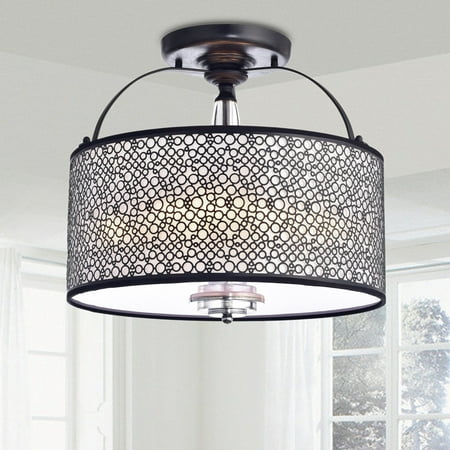 Outdoor Flush Mount Antique - The Lighting Store Amalia Antique Black Finish Metal Drum Shade Flush Mount Chandelier