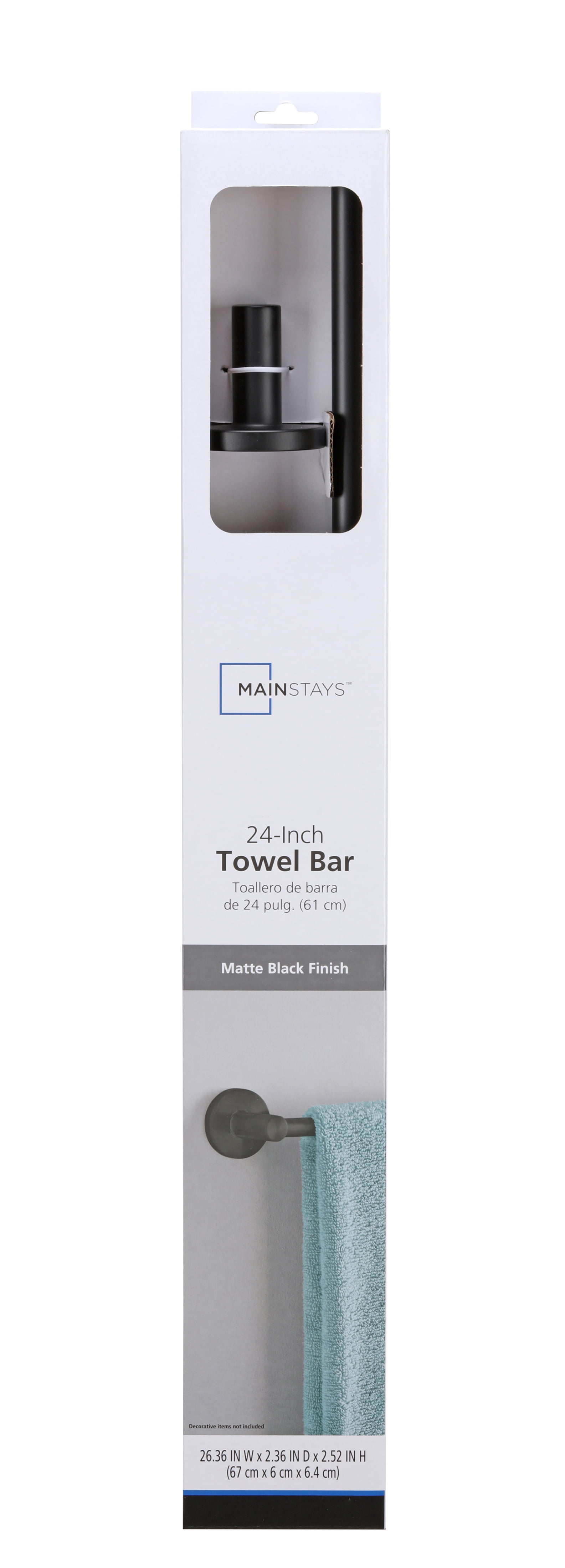 Mainstays Modern Round 24" Towel Bar in Matte Black