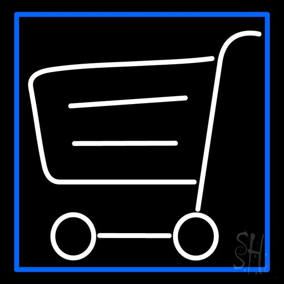 Grocery Trolly Logo LED Neon Sign 16 x 16 - inches, Black Square Cut Acrylic Backing, with Dimmer - Bright and Premium built indoor LED Neon Sign for Defence Force.