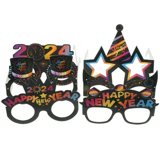 Luxshiny 12Pcs Party Glasses Frame Paper Material Assorted Colors New Year Celebration Accessory