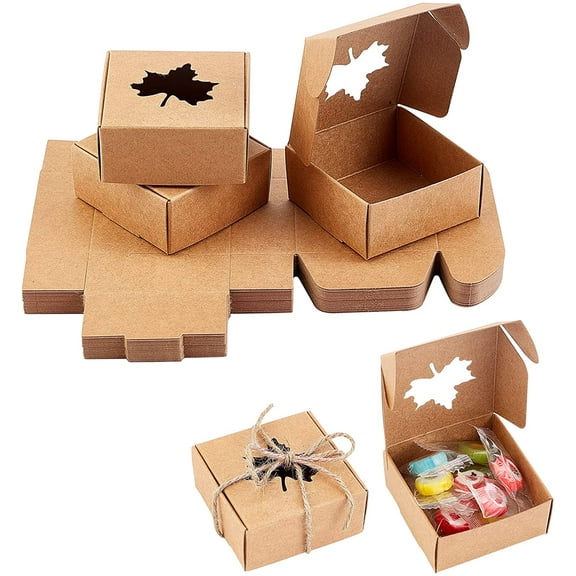 PH 30 Pack Kraft Gift Box with Maple Window Mini Paper Box Small Packaging Box Cookie Treat Boxes for Christmas Candy Wedding Party Baby Shower Favor Soap Making Gift 2.5x2.5x1.1 Inch Colorful