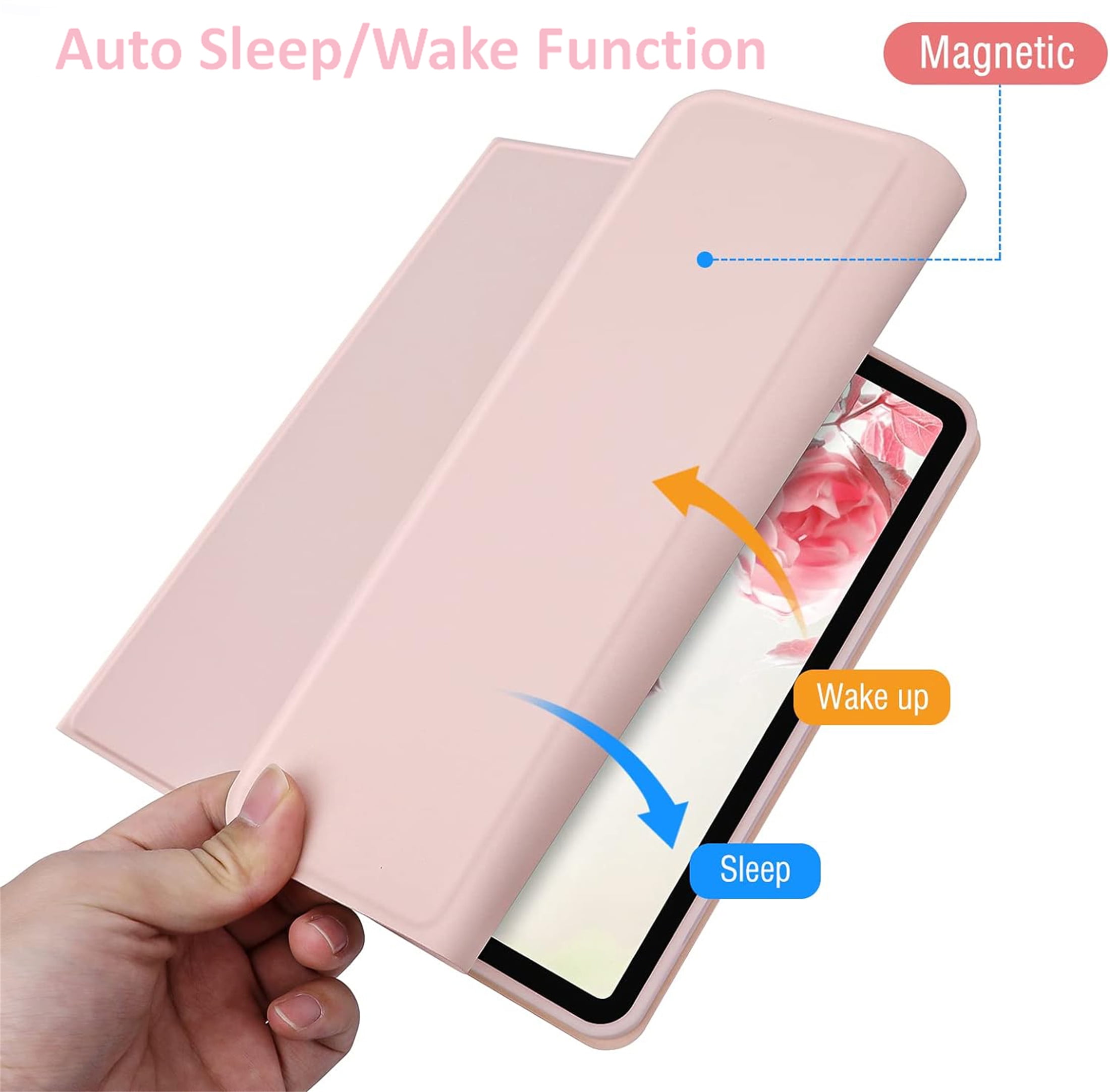 Bluetooth Keyboard Shockproof Auto Wake / Sleep Cover with Pencil Holder for iPad 10th 2022 A2757 A2777 A3162 Pink