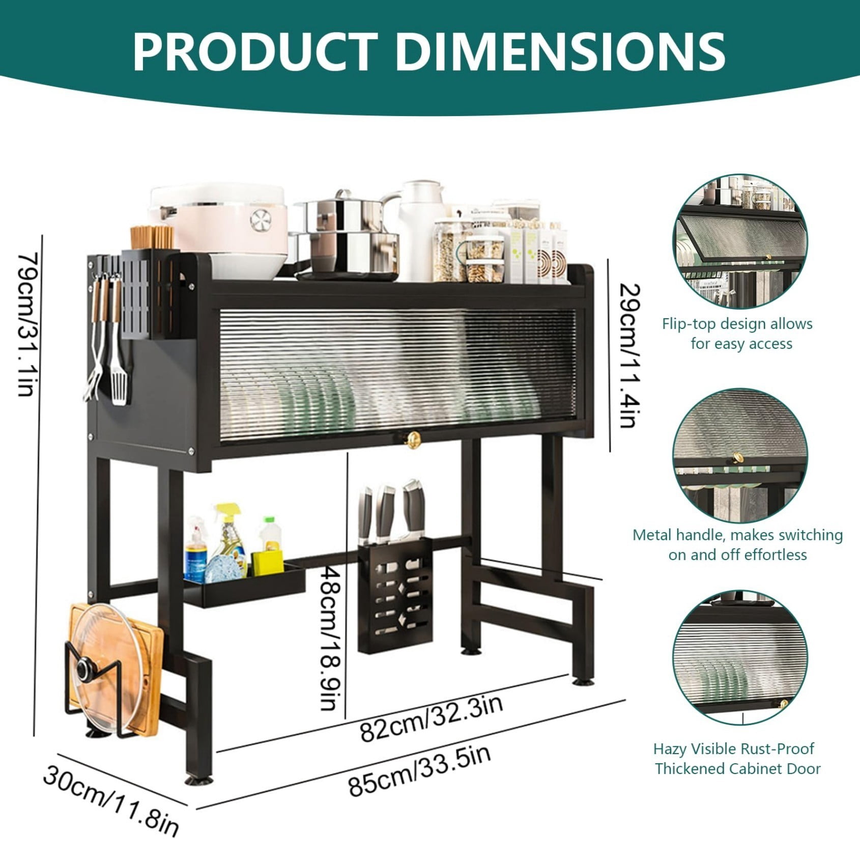Over Sink Dish Drying Rack with Door, 33 Inch Space Saving Over Sink Dish Rack with Cover, Metal Dish Drainer with Cutlery Holder, Black