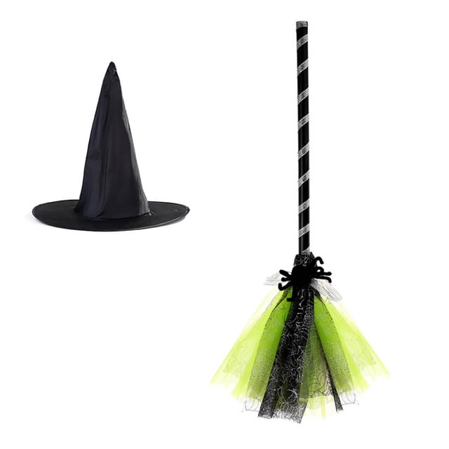 1 Juego De Decoración De Halloween Bruja Escoba Voladora Fiesta Baile Disfraces Accesorios Vestuario