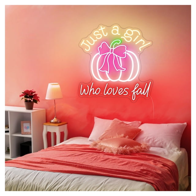 Letrero De Neón Just A Girl Who Loves Fall, Ideal Para Decorar Paredes Del Hogar, Con Luz Regulable De 52cmx55cm