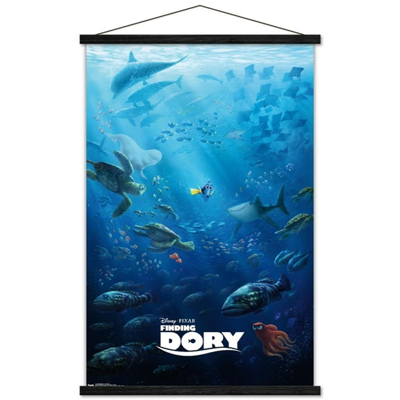 Disney Pixar Finding Dory - One Sheet Wall Poster with Wooden Magnetic Frame, 22.375" x 34"