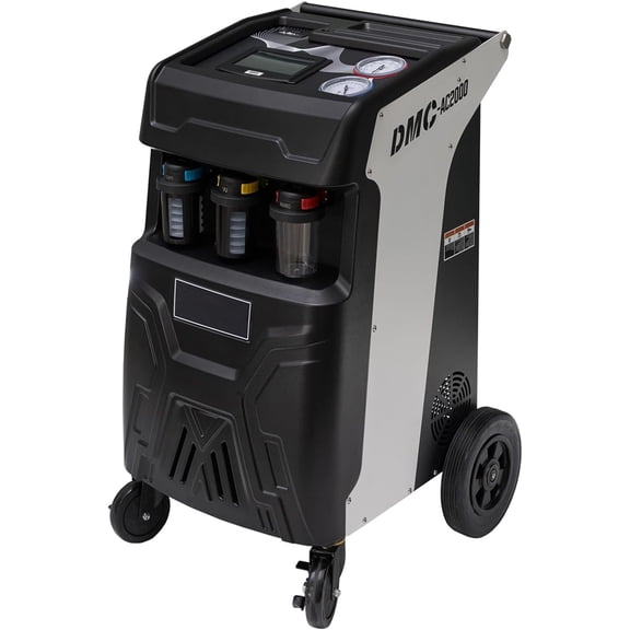 HPDMC Professional Fully Automatic R134a AC Recovery & Recharge Machine, 7" Touch Screen Service Station with Vacuum Pump, Leak Test, Oil Injection and Built-in Printer for Car HVAC Systems