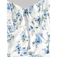 thumbnail image 3 of Blue And White Ditsy Floral Tie Front Ruched Bust Midi Cami Dress For Women, 3 of 5