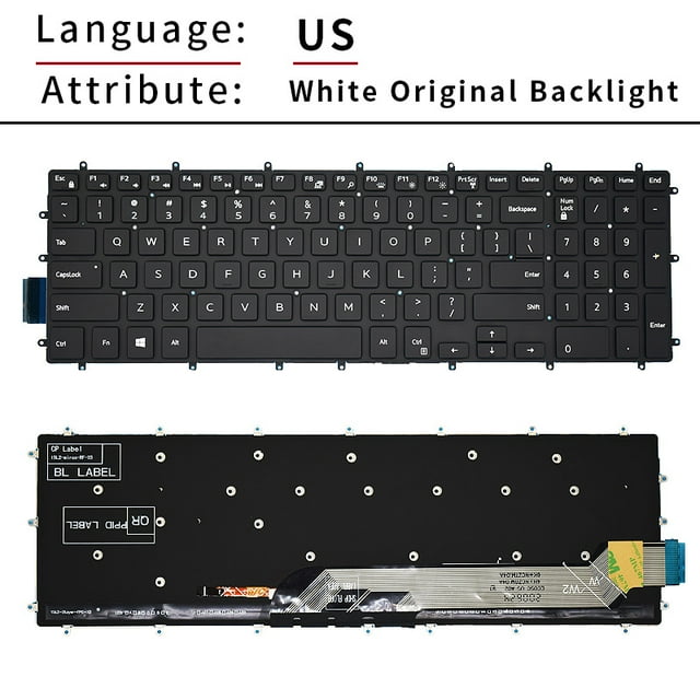 Clavier Rétroéclairé Russe pour Dell Inspiron 15 Gaming 7566 7567 5570 5770 5775 5575 7570 7577 RU Clavier d'Ordinateur Portable US Blanc Rétroéclairage