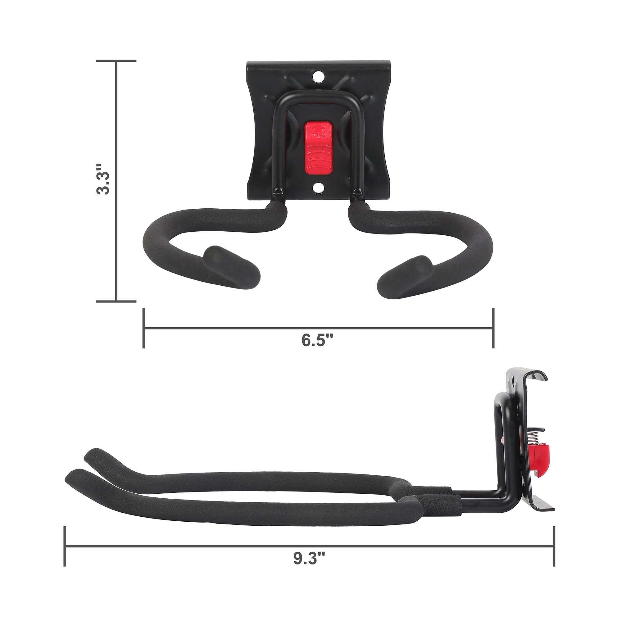 Hyper Tough Quick Release Grass Trimmer Hanger Snap Rail, Black, Steel, 0 Shelves, Garage