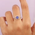thumbnail image 4 of Princesss Blue Sapphire and Diamond Halo Gemstone Ring, Minimalast Jewelry, Anniversary Ring, Stacking Ring, Party Wear Jewelry, September Birthstone Ring, Promise Ring, 4 of 5