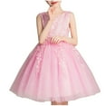 thumbnail image 1 of Ashirexll Robe de Fête Sans Manches pour Filles Jupe Tutu en Tulle Col Rond Ligne A Robe Formelle pour Animatrice Spectacle Occasion Spéciale Âge 2-14 Ans Rose 13 Ans, 1 of 3