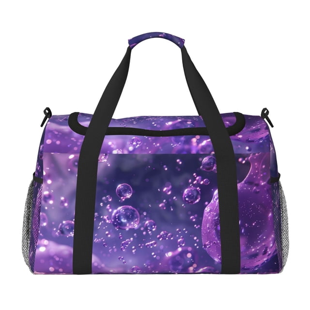 Disketp Purple Bubble Abstract Art Bolsa de Viaje Tipo Duffle, Bolso de Mano para Fin de Semana para Mujer, Bolsa de Gimnasio Ligera para Hombre, Esencial para Viajes