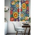 thumbnail image 4 of Boho Colorful Floral Sheer Curtains 72 Inch Length 2 Panels Set Window Treatments, Spring Flower Botanical Sunflowers Plant Rod Pocket Semi Curtains for Living Room/Bedroom/Kitchen, 104"W x 72"L, 4 of 7