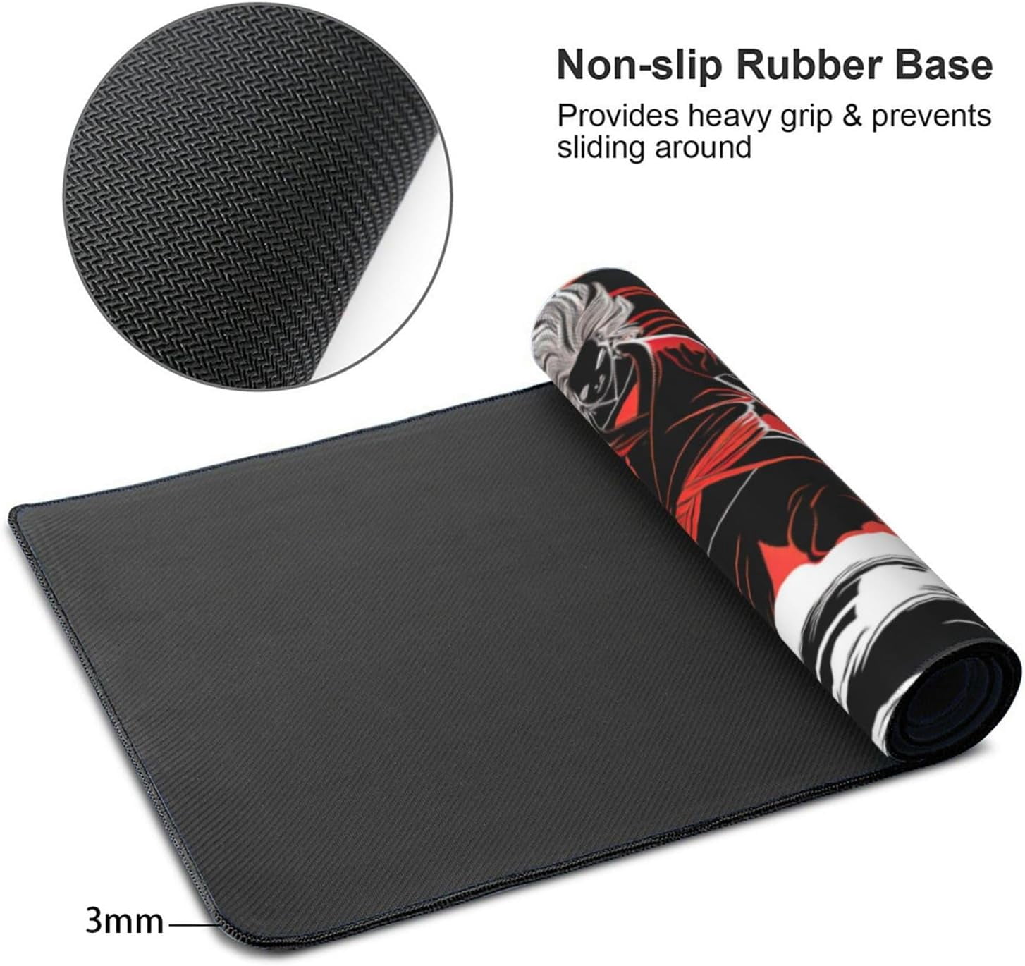 Japanese Samurai Cool Anime Red and Black Mouse Pad Extended XXXL 35.4" x 15.7" Desk Pad with Stitched Edges, Non Slip Rubber Base Gaming Keyboard Mouse Mat for Home Computer Office Laptop