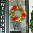 thumbnail image 5 of WEGFTDUOP Flower Wreath Christmas Door Knocker Indoor And Outdoor Winter Door Knocker With Red Christmas Flowers And Red Fruit Pines Cones Christmas Decorations Holiday Products, 5 of 6
