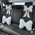 thumbnail image 3 of Decorative Checkered Bowknot Car Cushion Lumbar Support Pillow For Car Interior, 3 of 16