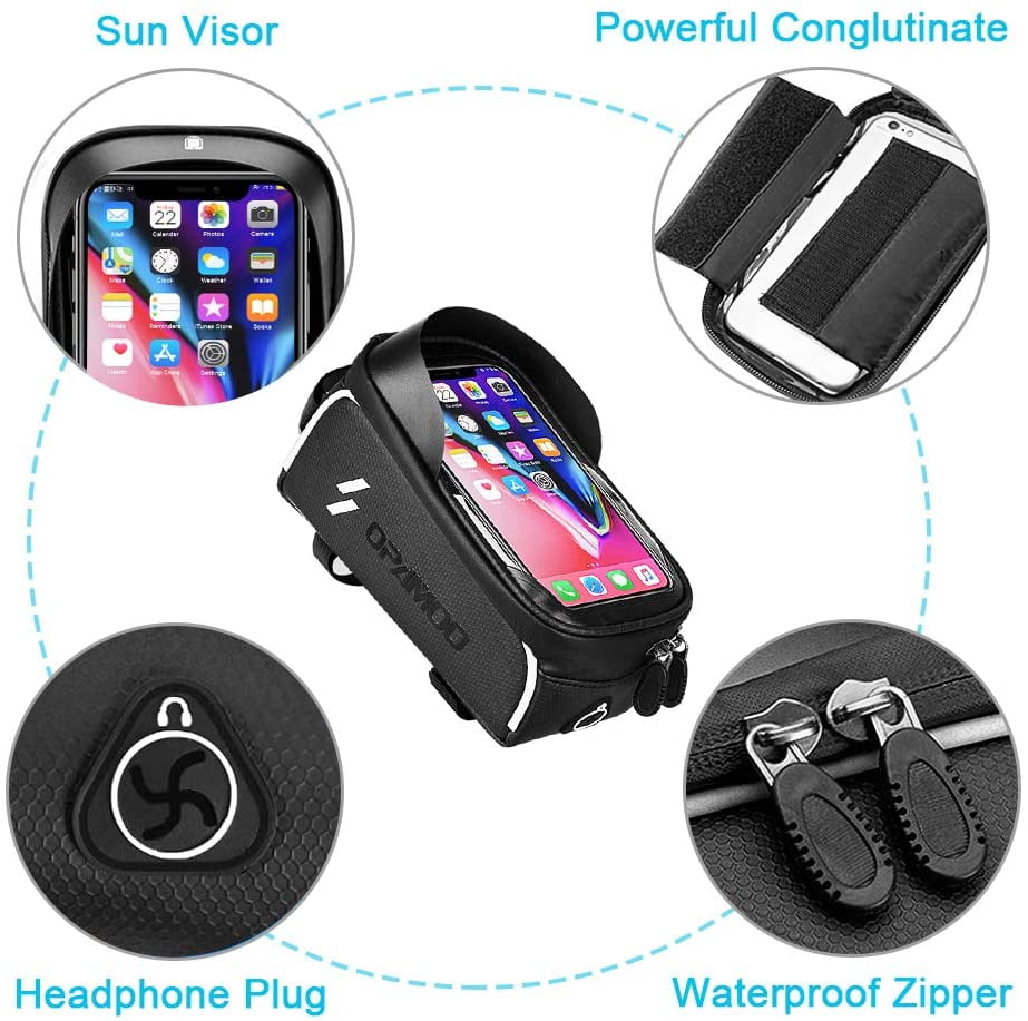 Waterproof Bicycle Phone Mount Top Tube Handlebar Bags Cycling Phone Holder Case with Touch ...
