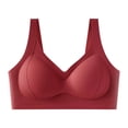 thumbnail image 4 of Alun Womens Seamless Wireless Push up Supportive Bras Comfortable No Underwire Full Coverage Fixed Cup Jelly Lift Everyday T-Shirt Bras with Massage Cup Design Red L, 4 of 4