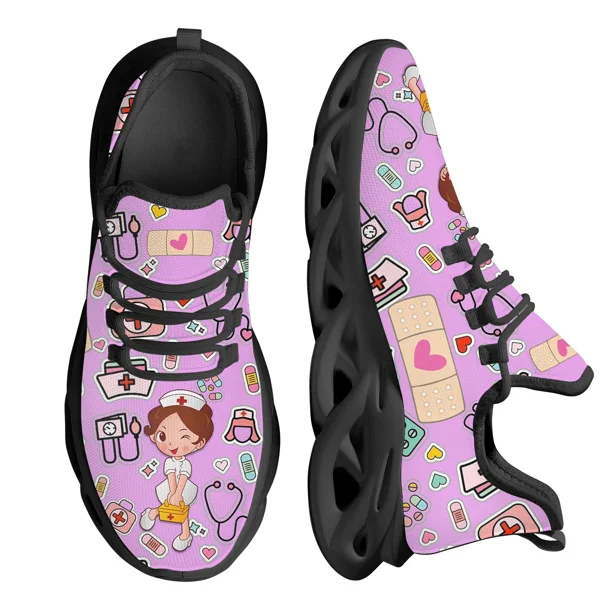 Zapatos de enfermería blancos para mujer, zapatillas deportivas transpirables de malla con diseño de marca para enfermeras y atención médica.