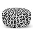 thumbnail image 1 of Black and White Pouf Cover with Zipper, Modern Grunge Botany Motif Monochrome Brush Paint Style Strokes, Soft Decorative Fabric Unstuffed Case, 30" W X 17.3" L, Black White, by Ambesonne, 1 of 5