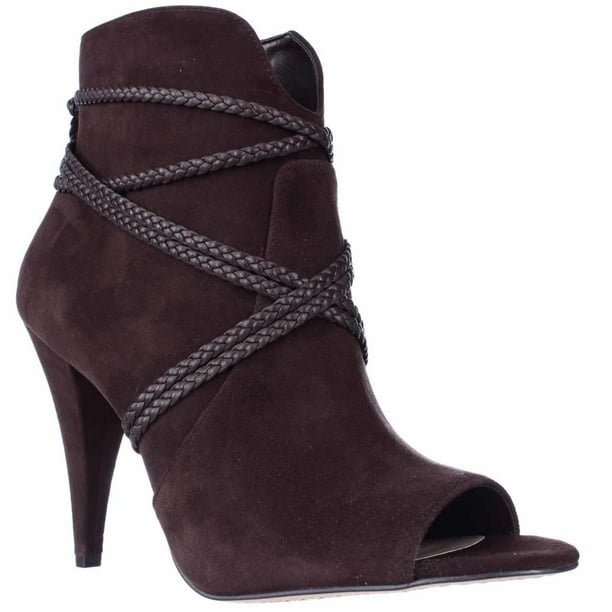 Vince Camuto - Womens Vince Camuto Astan Braided Peep Toe Ankle Booties - Coffee Grind - Walmart