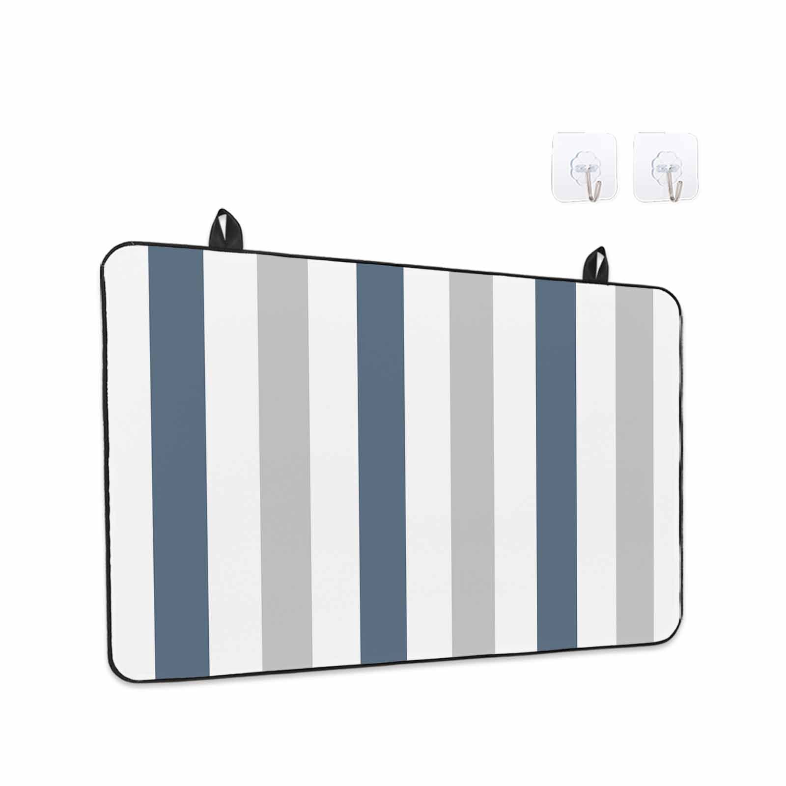 Blue Gray Striped Stove Top Cover for Electric Stove, Heat-proof & Non Slip Glass Top Stove Cover Protector, Farmhouse Stripe Art Kitchen Flat Cooktop Rubber Mat 28.5x20.5 Inches