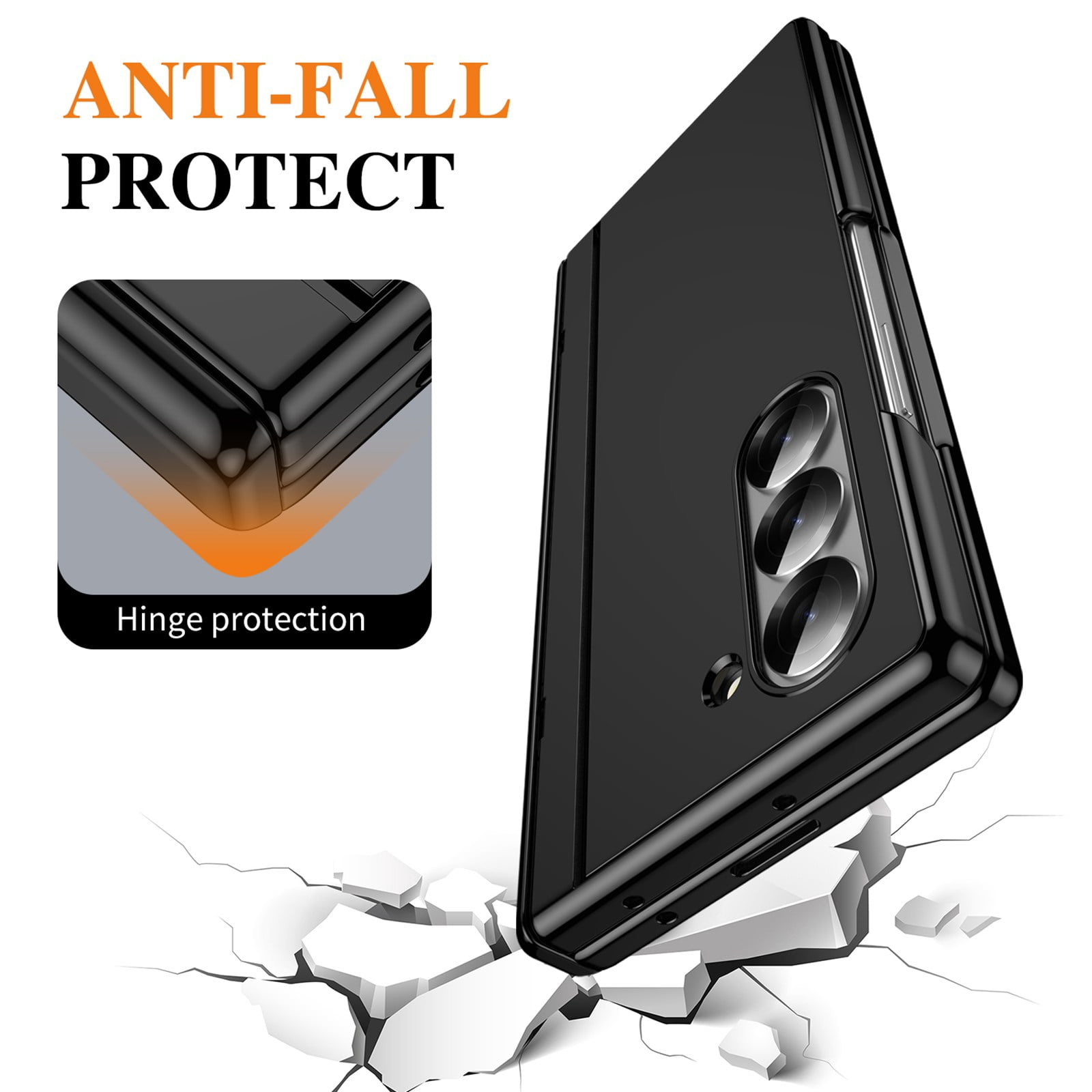 ELEHOLD Rugged Case for Samsung Galaxy Z Fold 3 Case,Built-in Screen Protector Flip Kickstand Hinge Protection Slim Full Body Protective Phone Case for Samsung Galaxy Z Fold 3,Black