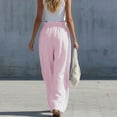thumbnail image 5 of Women's Striped Elastic Waist Pull-On Pants With Pockets, Mid Waisted Straight Leg Tummy Control Bottoms, Soft Comfortable Work Capris, Casual Everyday Stretch | TruHer,Pink 3XL, 5 of 6