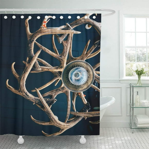 YUSDECOR Fine Antlers Chandelier Photography Still Life Light Lamp Bathroom Decor Bath Shower Curtain 66x72 inch