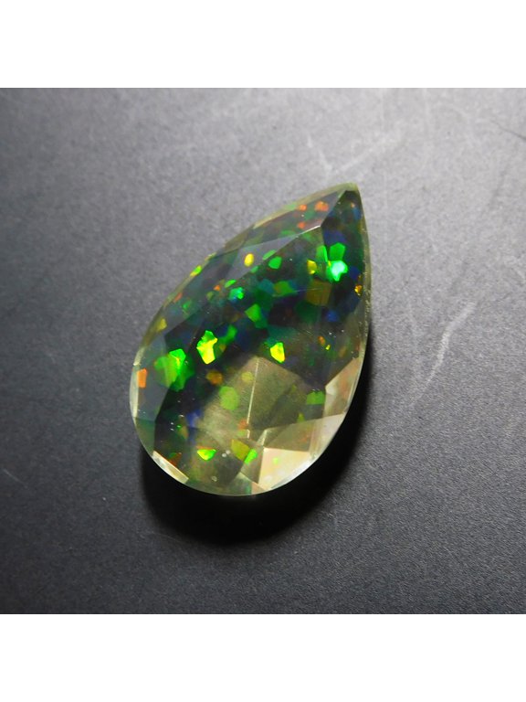 Ring size Lab-Created Fire Opal 13 Ct CERTIFIED Doublet Opal Gemstone Pear Cut