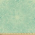thumbnail image 1 of Floral Fabric by the Yard Upholstery, Round Overlapping Mandala Style Blooming Flowers Ornamental Doodle Design, Decorative Fabric for DIY and Home Accents, Sea Green and Cream by Ambesonne, 1 of 5