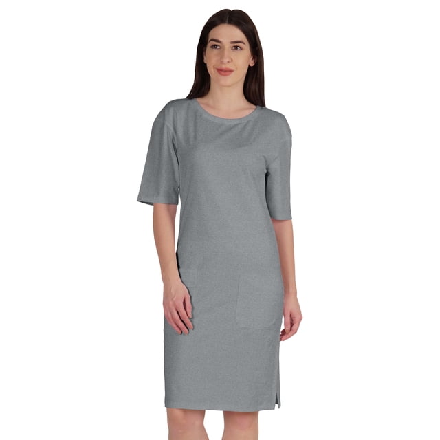 Inkmeso Robe T-Shirt pour Femmes à Manches au Coude, Coupe Régulière, avec Poches avant