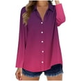 thumbnail image 4 of Button Down Shirts for Women Fashion Gradient Color Printed Shirt Dressy Casual Long Sleeve Blouses Plus Size Loose Tops Trendy Business Work Shirts, 4 of 6