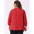 thumbnail image 4 of DARING DIVA Women's Plus Round Neck Work Ruffle Chiffon Top 4X Red, 4 of 6