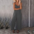 thumbnail image 2 of Babysbule Jumpsuit for Women Women Summer European And American Sling Solid O-Neck Pocket Casual Jumpsuit, 2 of 6