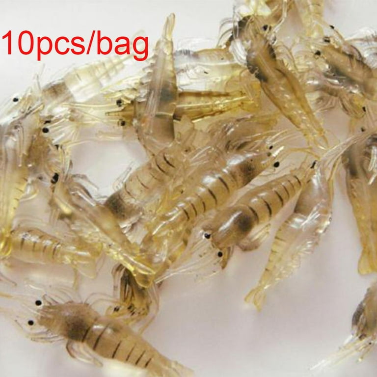 10Pcs New Biomimetic Luminous Soft Sea Fishing Shrimp Fake Bait Prawn Lure  Hook Worm Silicone STYLE A(NO HOOK) 