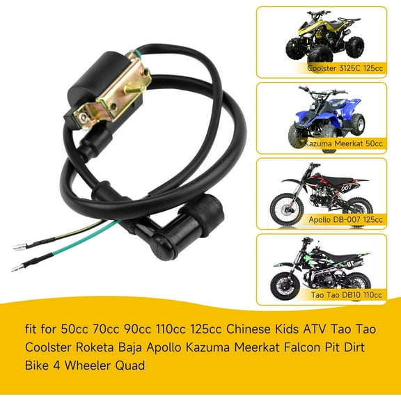 Ignition Coil for 50cc 70cc 90cc 110cc 125cc ATV Scooter Moped Go Kart Dirt Bike Eagle Tank TaoTao Sunl