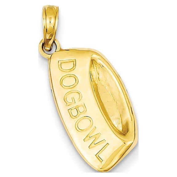 14k Yellow Gold Dog Bowl Pendant - 1.0 Grams - Measures 22x10mm Wide