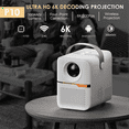 thumbnail image 5 of P10 Smart 4K WiFi Portable 1080P Home Theater Video LED Bluetooth Mini Projector Android 10 Projector US PLUG(Black), 5 of 10