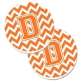 thumbnail image 1 of Letter D Chevron Orange & White Set of 2 Cup Holder Car Coaster, 1 of 1