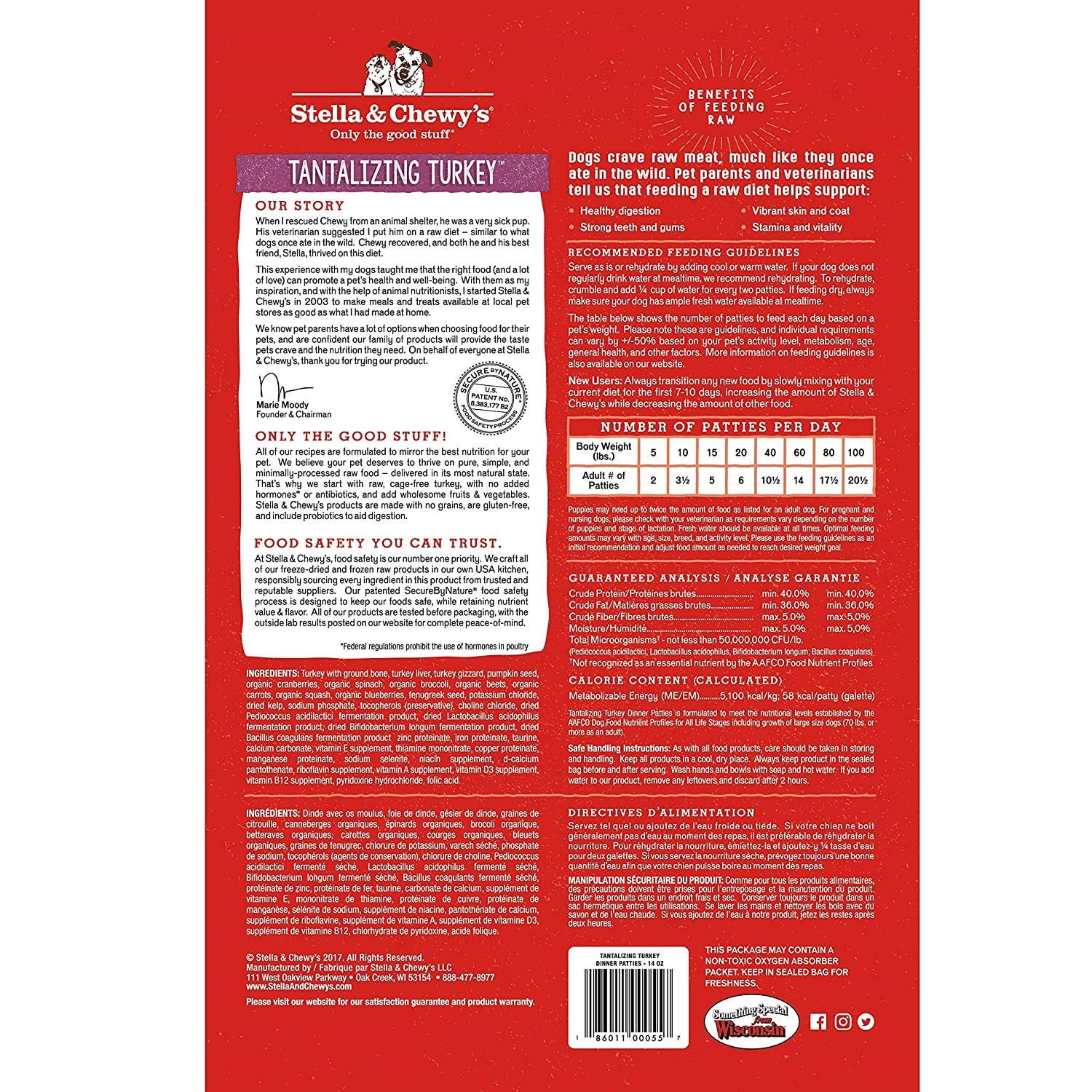 Stella & Chewy's Tantalizing Turkey Dinner Patties Turkey Freeze-Dried Chunks Dry Dog Food All Lifestages, Organic, 14 oz Bag