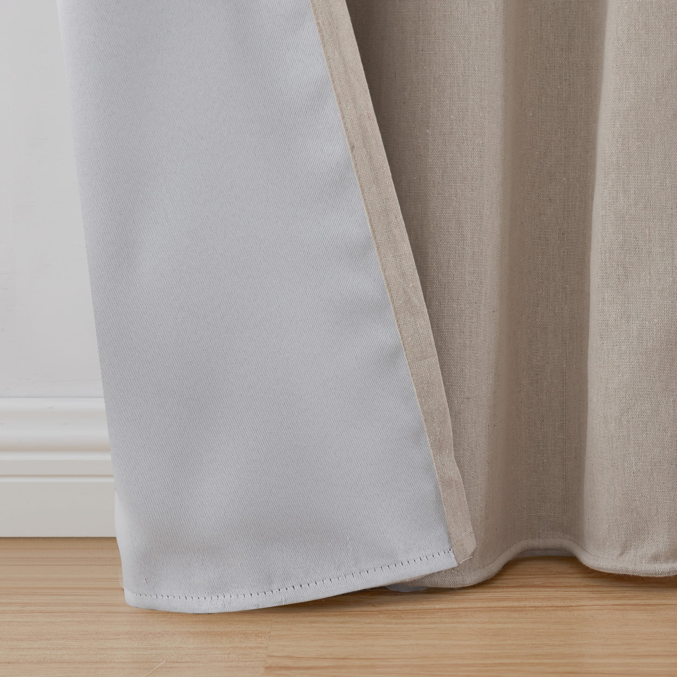 My Texas House Hayden Solid Blackout Back Tab Single Curtain Panel with Valance, Linen, 52" x 86"