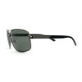 thumbnail image 4 of Classic Mens Rectangular Metal Rim Aviator Sunglasses Gunmetal Green, 4 of 4