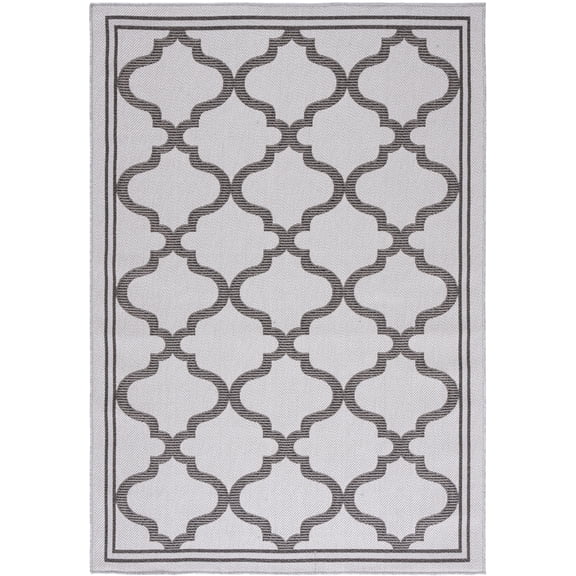 SAFAVIEH Machine Washable Rug Indoor/Outdoor Bermuda Collection - Bermuda Tamaya Geometric Machine Washable Indoor/Outdoor Area Rug, Grey/Brown, 5'3" x 7'6"