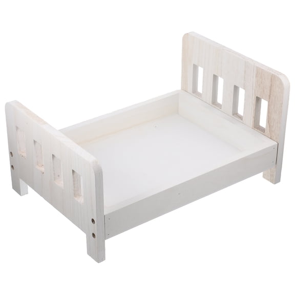 LOLIPPYY Photo Prop Wooden Bed Shape Sturdy White Photography Bed 1 Piece