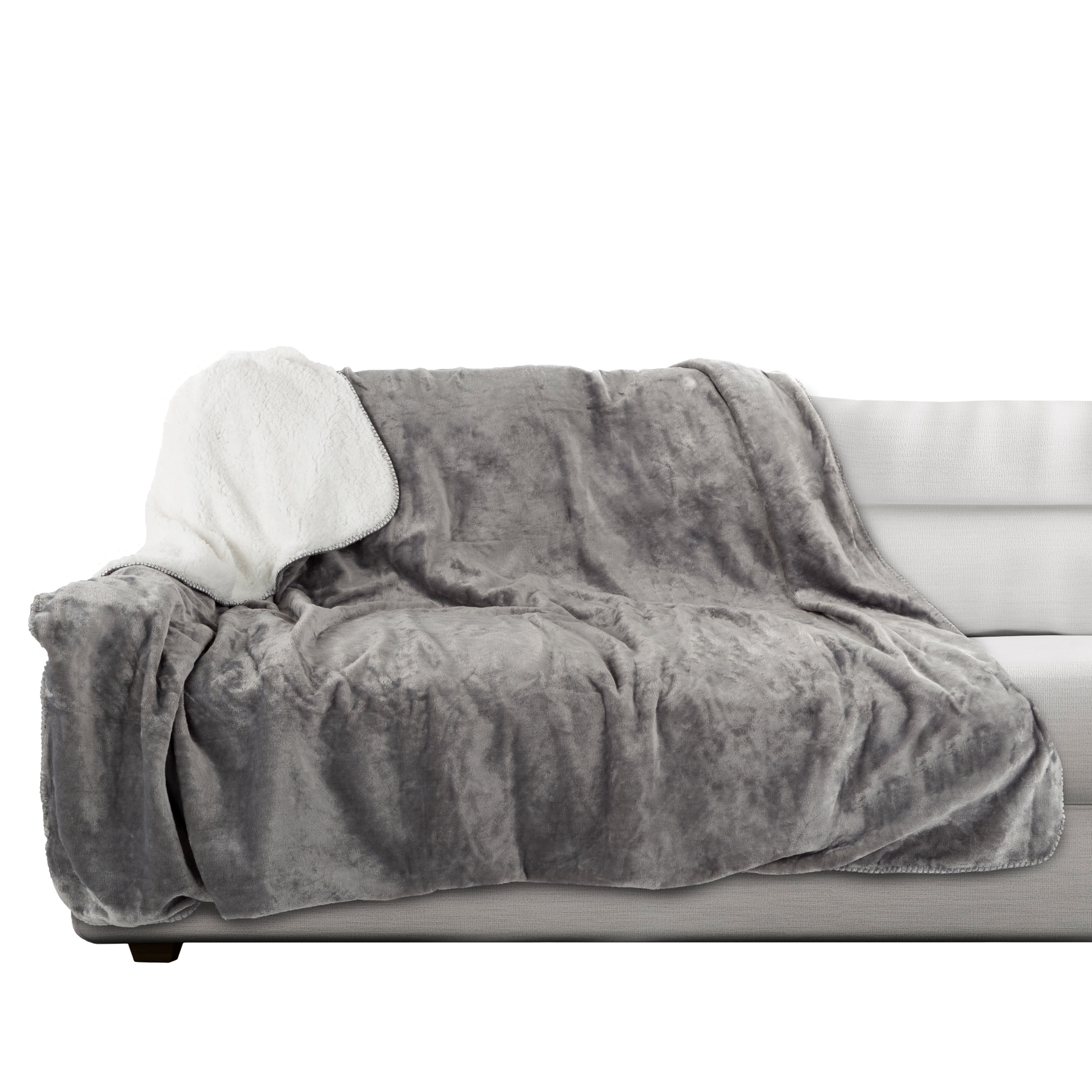 PETMAKER 60x70-Inch Reversible Sherpa Fleece Waterproof Dog Blanket (Gray)