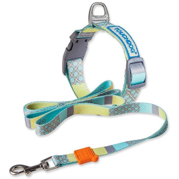 Pet Life CLSH20BLSM Touchdog Trendzy 2-in-1 Matching Fashion Designer Printed Dog Leash & Collar, Blue - Small